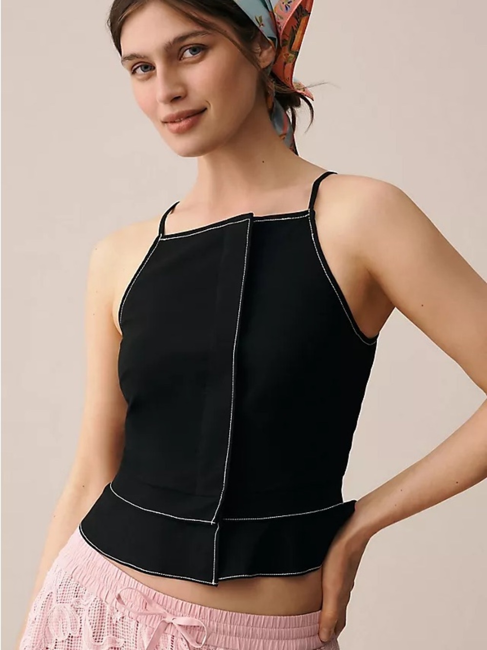 Anthropologie Maeve Tailored Square-Neck Top